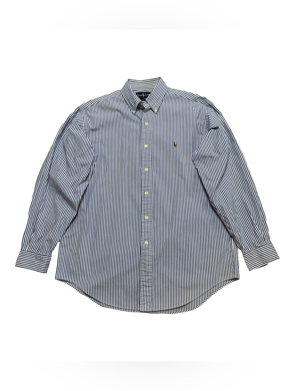 Vintage Ralph Lauren Yarmouth Shirt Mens 15.5/34 Blue Striped Pinpoint Oxford M